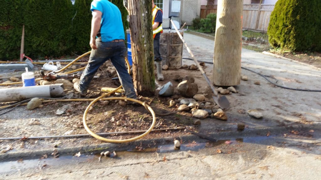 Pole Holding Ground Work Metro Power